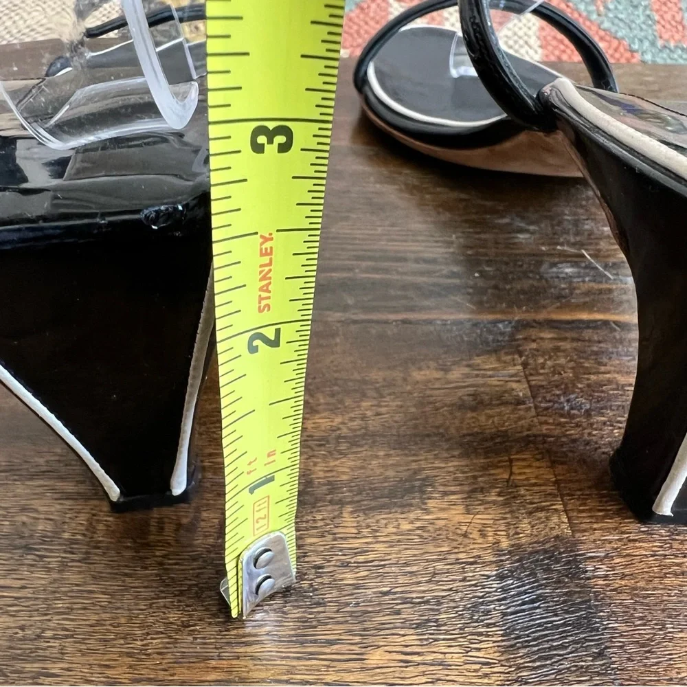 Salvatore Ferragamo Black Leather White Trim Strappy Slingback Sandals 9.5B